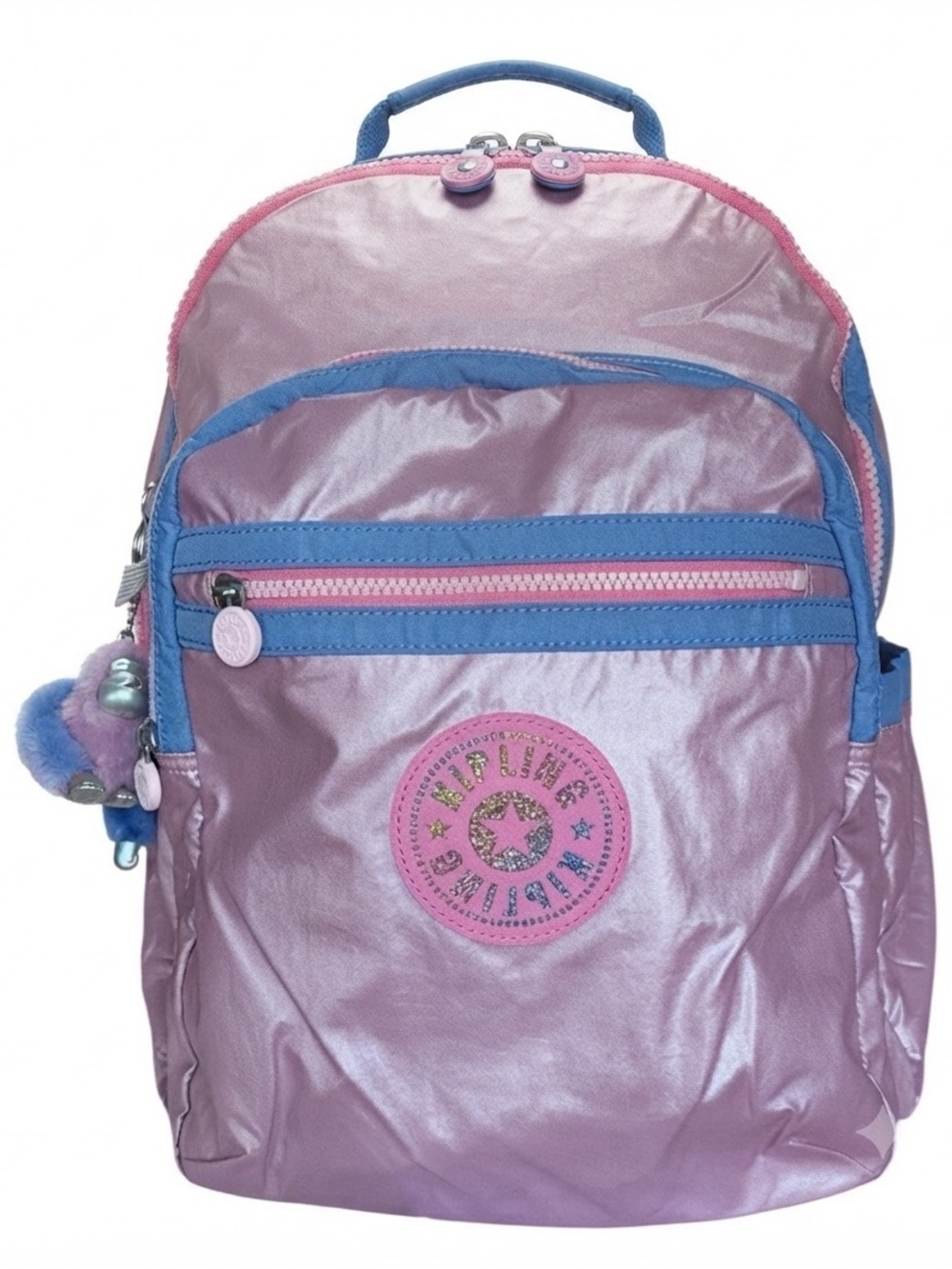 Kipling Seoul XL Backpack Wavepop Metallic Lilac Pink School Bag
